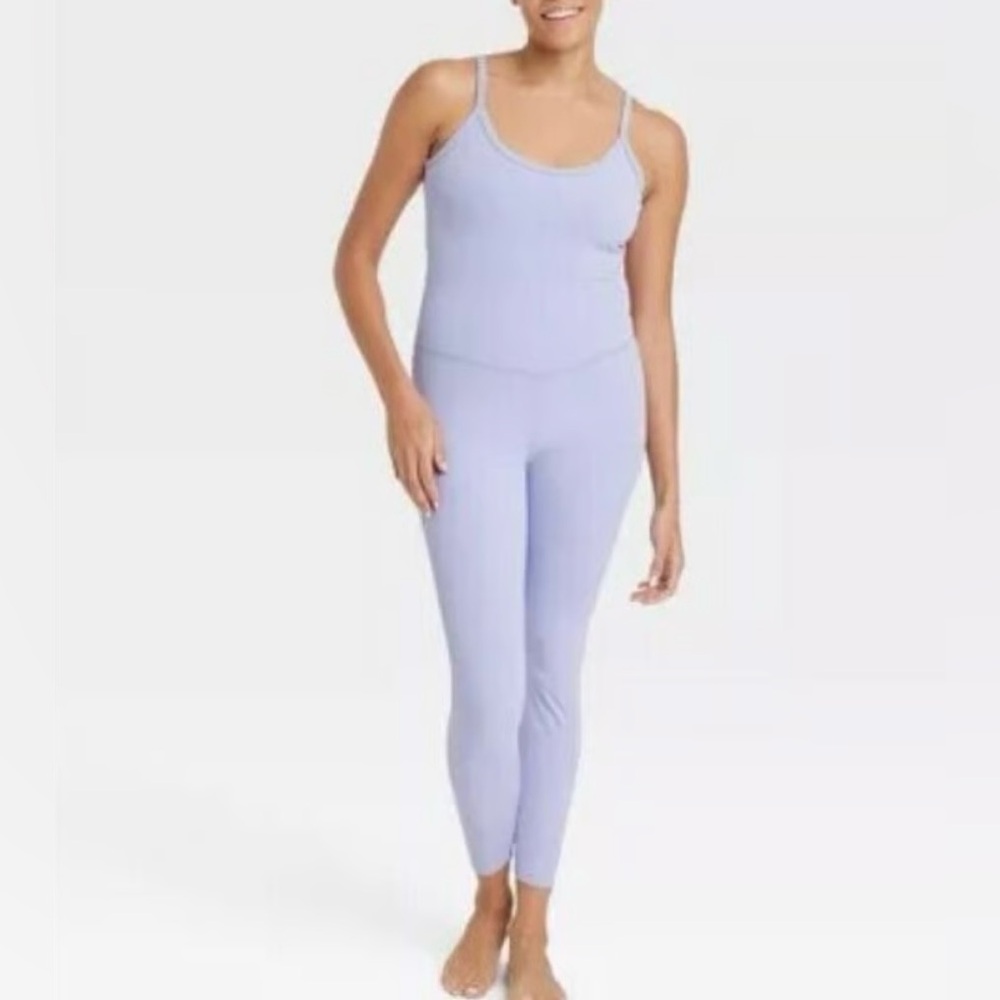 All In Motion Rib Full Length Bodysuit, Lilac Purple, XXL